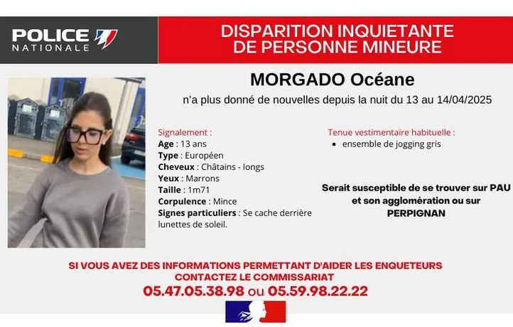 Appel à témoins après la disparition d’Océane, 13 ans
