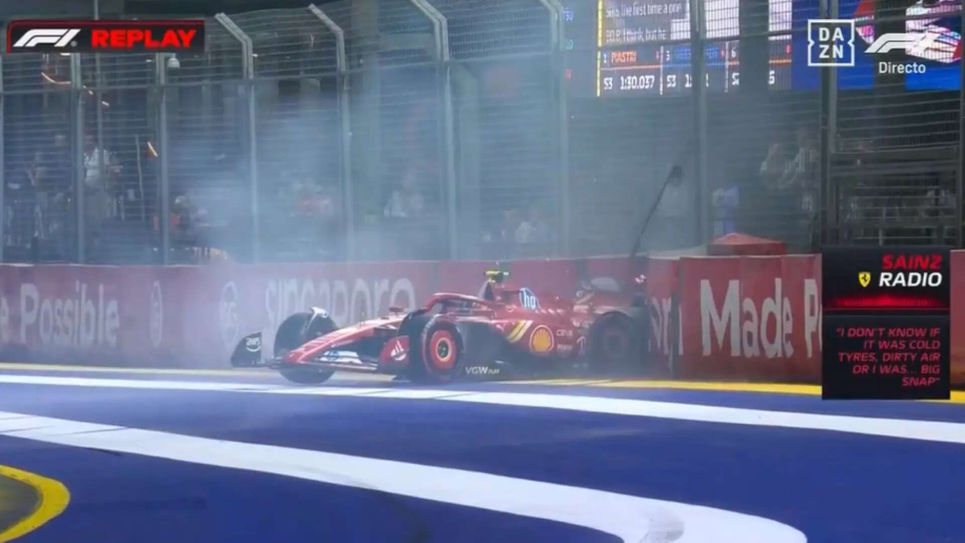 Así ha sido el accidente de Sainz que ha dejado a su Ferrari destrozado en la lucha por la pole