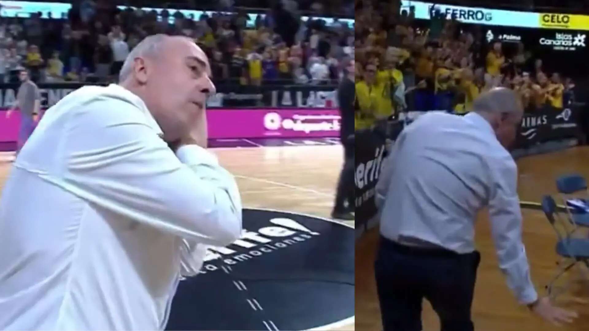 La polémica celebración 'a lo NBA' del entrenador de La Laguna Tenerife: 