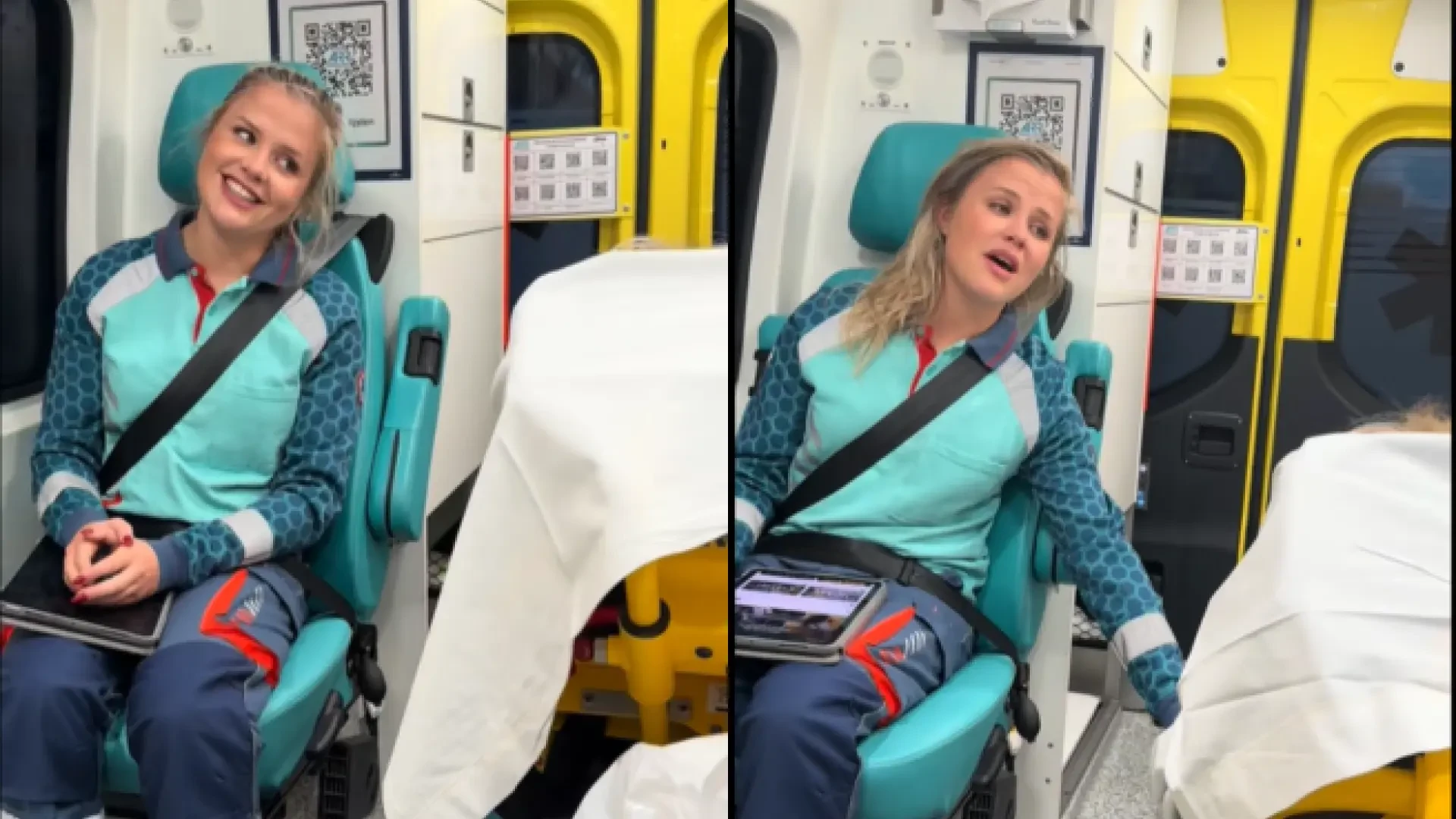 La bonita forma en la que una enfermera ameniza los viajes en ambulancia de los pacientes: 
