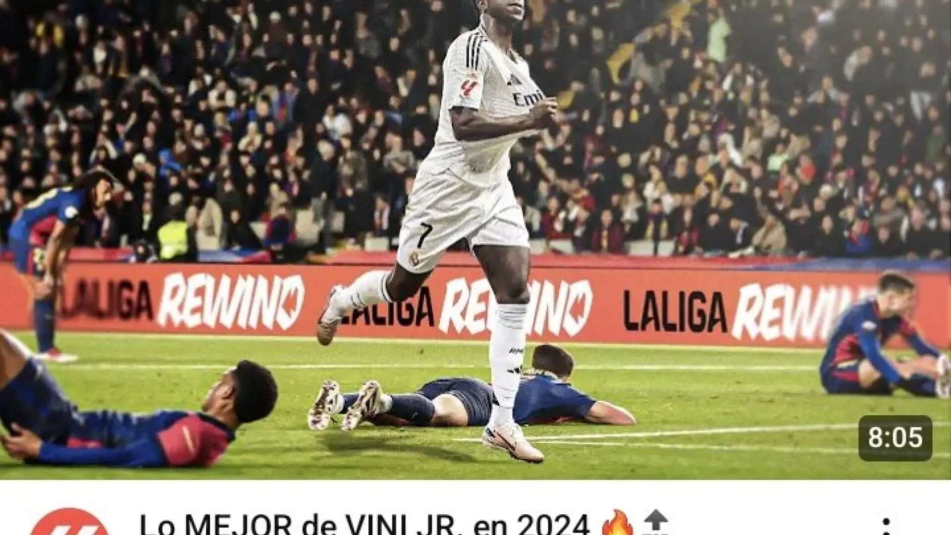 Una foto editada de Vinícius en la cuenta de Youtube oficial de LaLiga hace estallar la polémica en redes: 