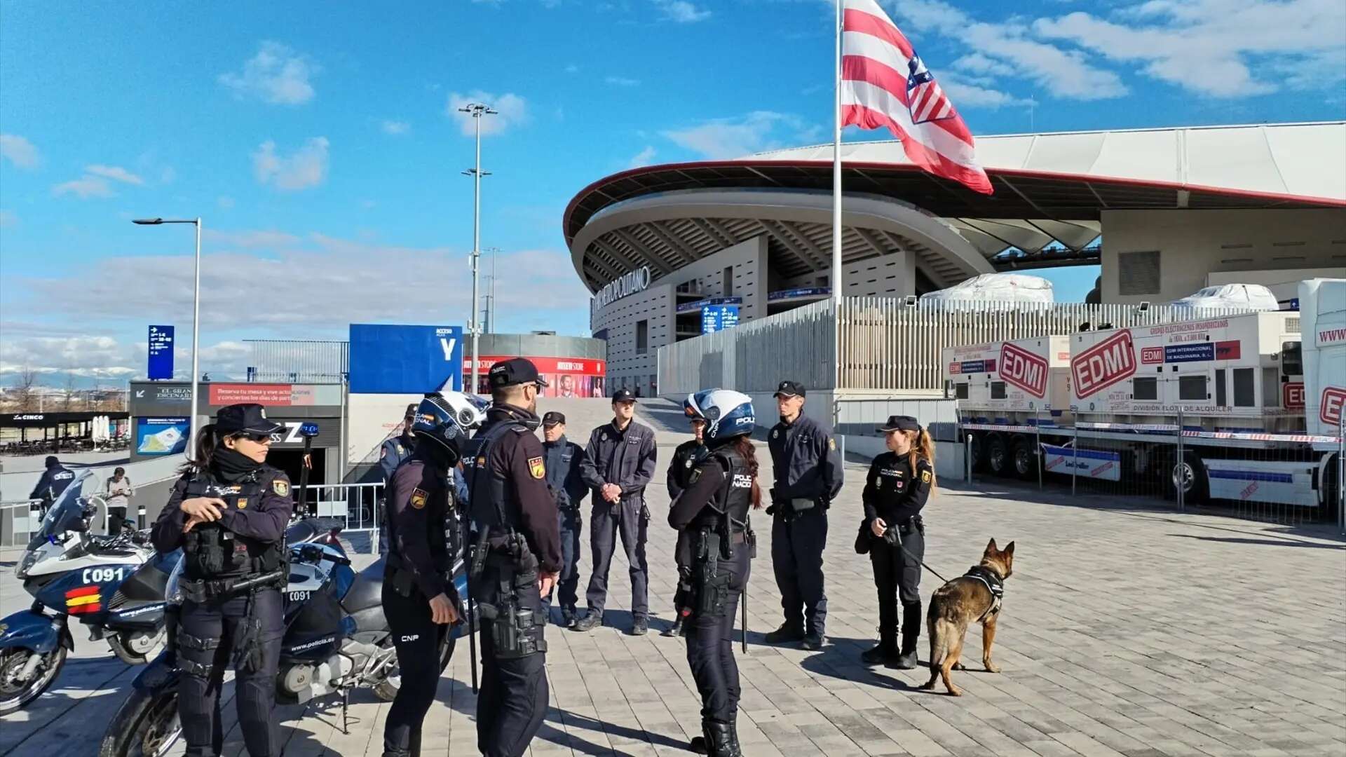 Blindaje policial en el Atlético-Real Madrid de Champions: más de 1.500 efectivos y advertencia contra las conductas de odio