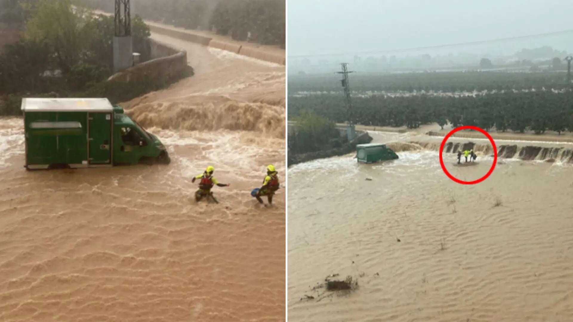 Rescatado 'in extremis' el conductor de una furgoneta en Alzira tras quedar atrapado por las lluvias