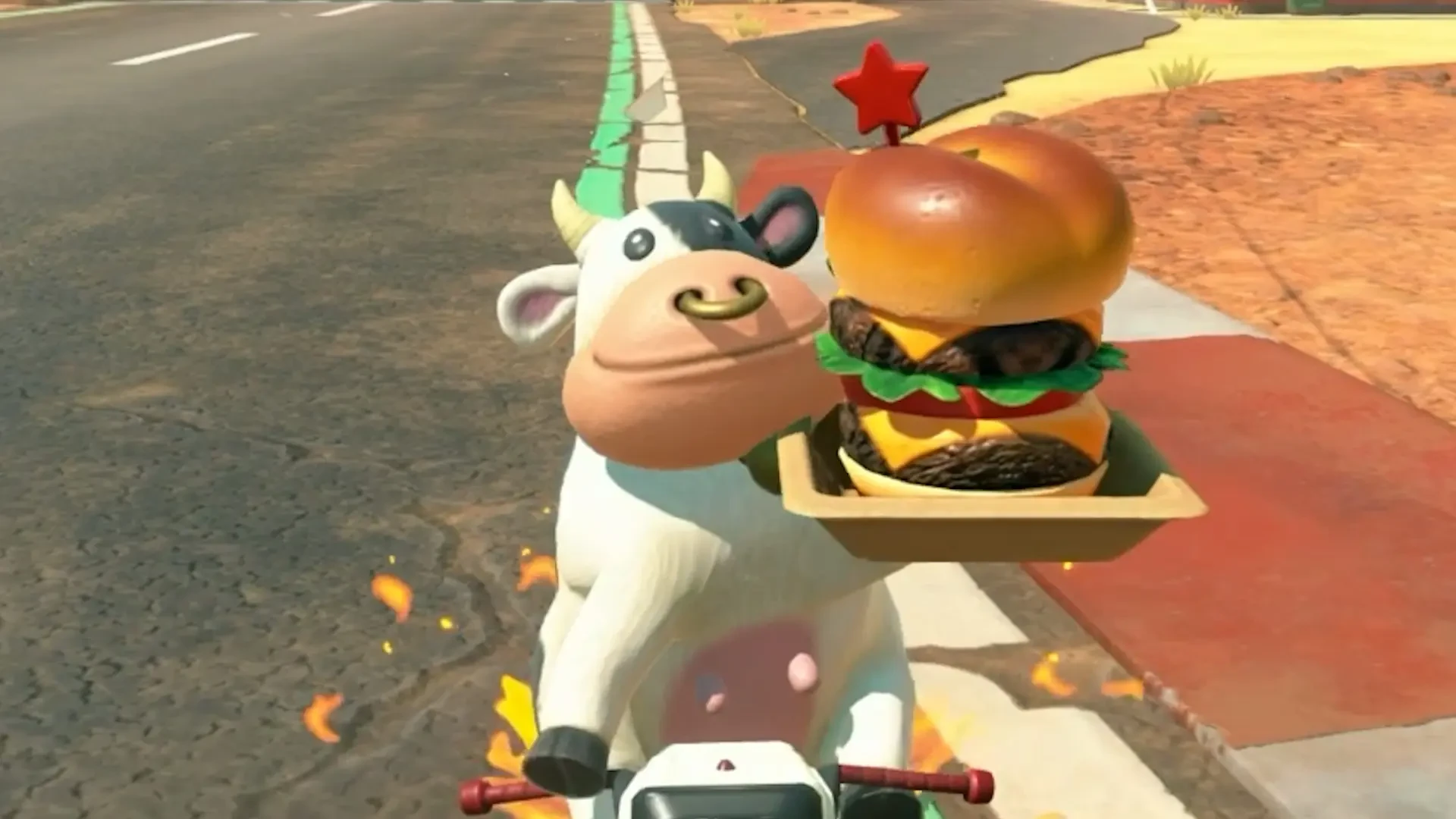 PETA amenaza con investigar a Nintendo porque en 'Mario Kart World' se puede hacer que una vaca se coma una hamburguesa