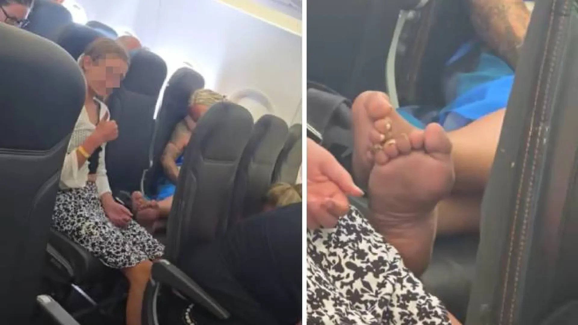 La desagradable situación de una niña en un avión: sufre los pies sucios de su vecina de asiento