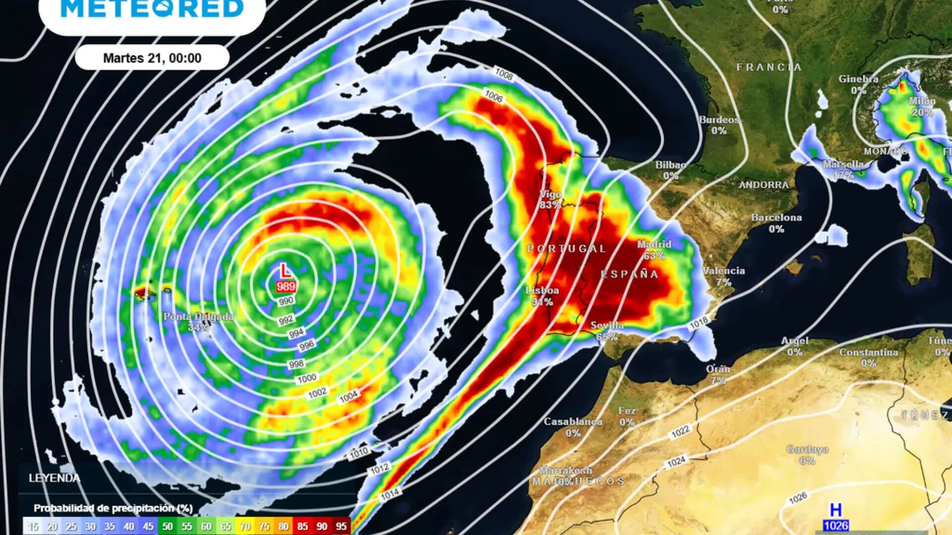 Un río atmosférico agravará hoy los efectos de la borrasca Garoé: se esperan hasta hasta 150 l/m2 y grandes crecidas de los ríos