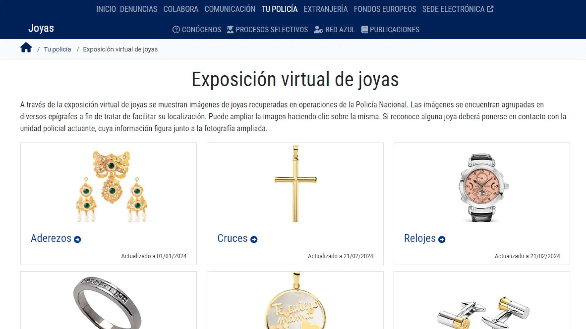 ¿Te han robado joyas o un reloj? La Policía expone en su web miles de objetos sustraídos que puedes recuperar