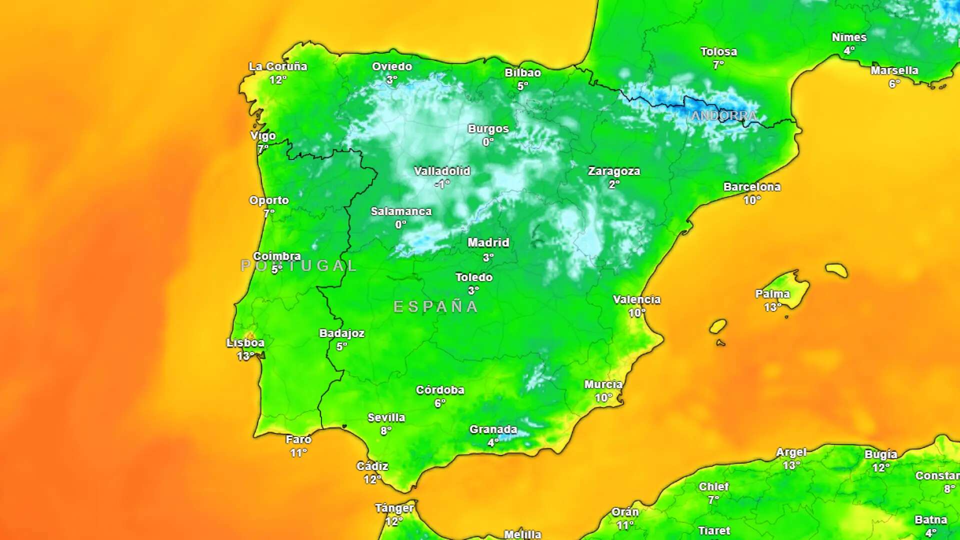 Media España permanece en alerta en el inicio de 2025 por fuertes lluvias, niebla y temperaturas gélidas