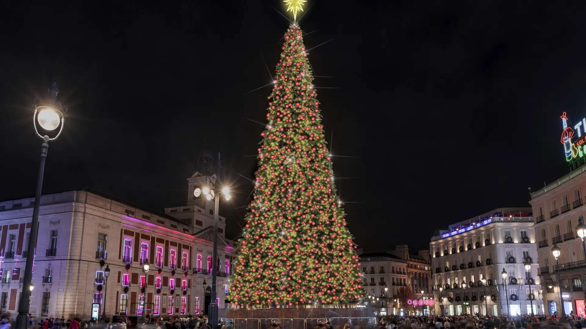 El abeto de Navidad de la Puerta del Sol comienza a instalarse: 37 metros de altura y nuevo diseño