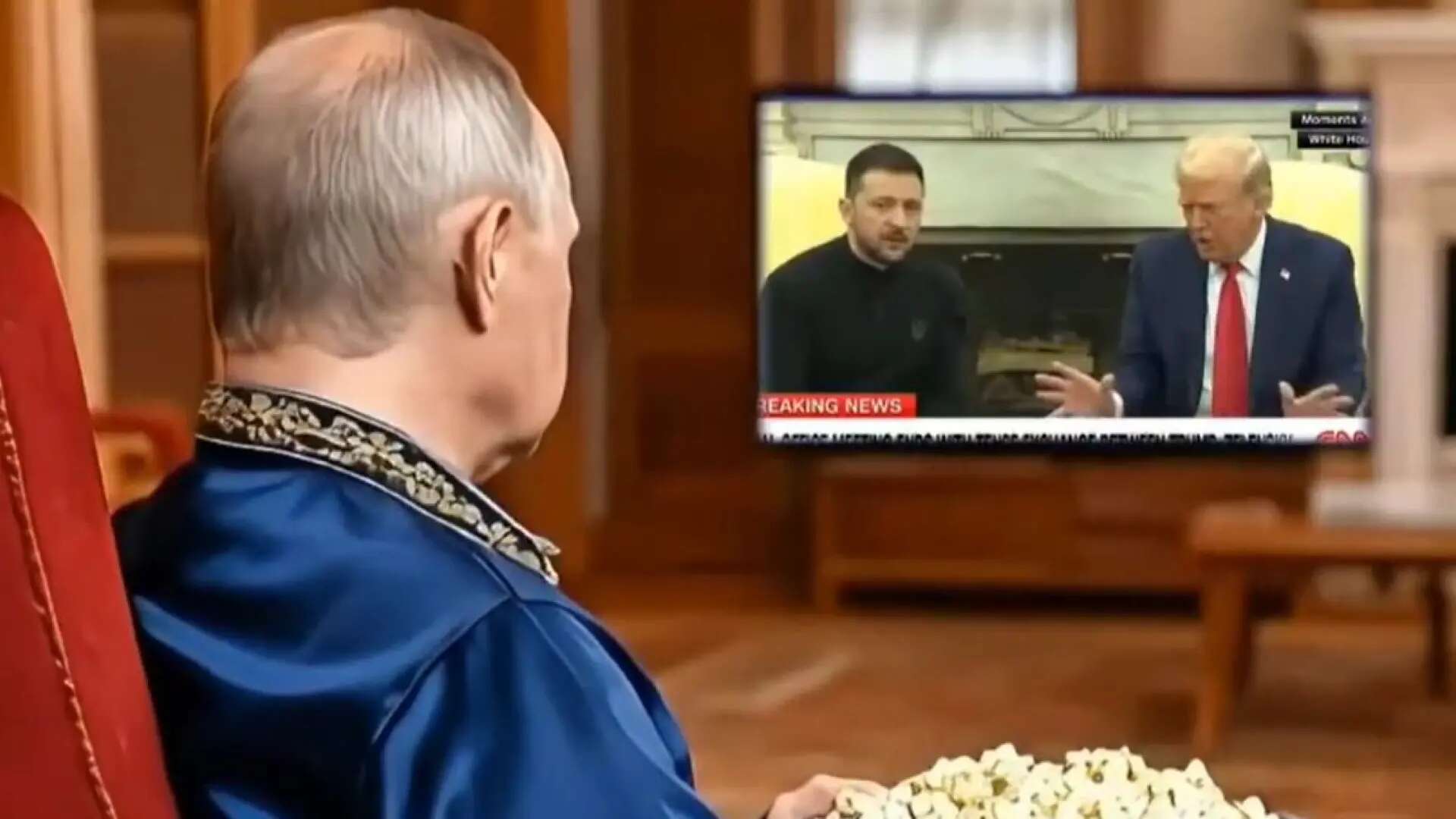 Putin comiendo palomitas ante la bronca de Trump a Zelenski: así actúa la inteligencia artificial en la política internacional