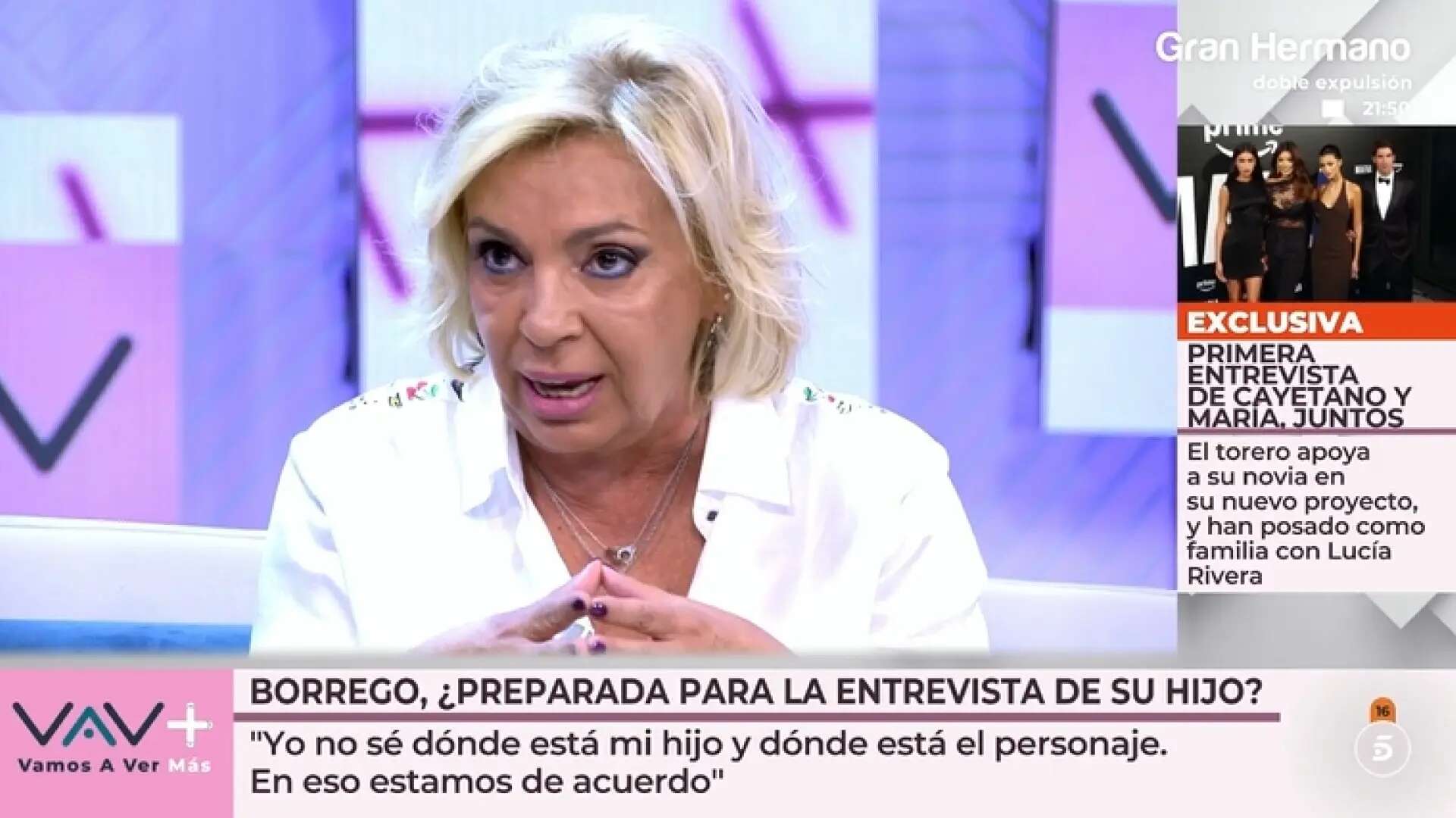 Carmen Borrego tendrá que ver la entrevista a su hijo aunque asegura no estar preparada