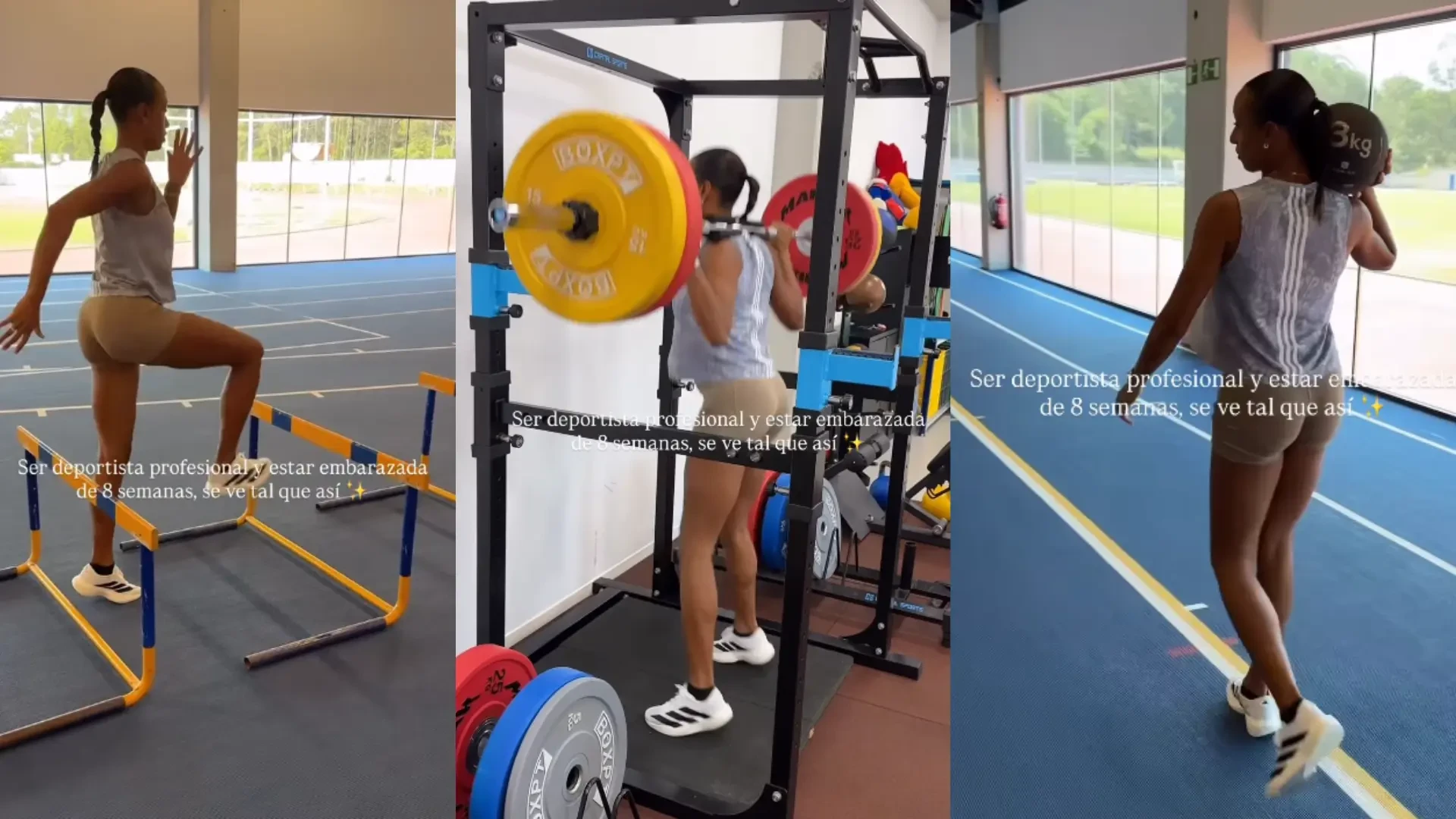 Así es el entrenamiento de Ana Peleteiro durante su embarazo: ejercicios en vallas, con balón medicinal, pesas de 80 kilos...