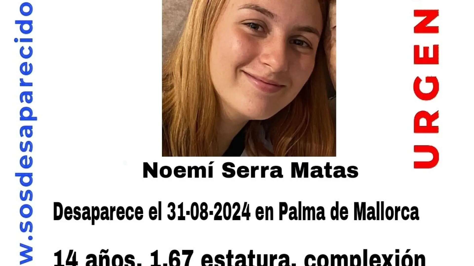 Buscan a Noemí, de 14 años, desaparecida desde el pasado sábado en Mallorca