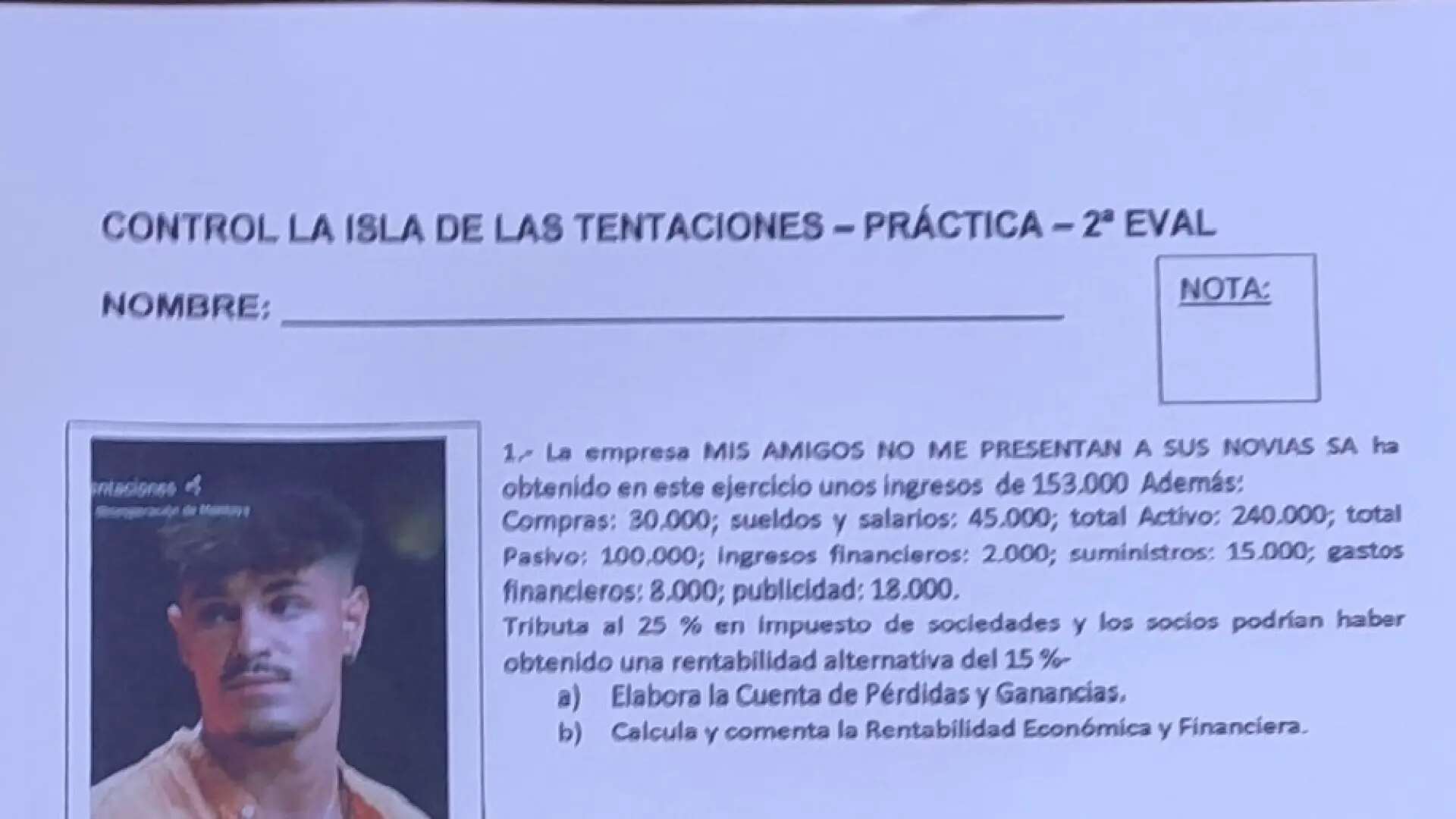 Un profesor convierte a los participantes de 'La isla de las tentaciones' en preguntas para un examen