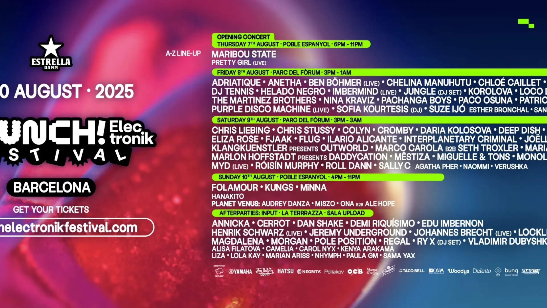Todo sobre el Brunch Electronik Festival 2025 de Barcelona: escenarios, conciertos y precios