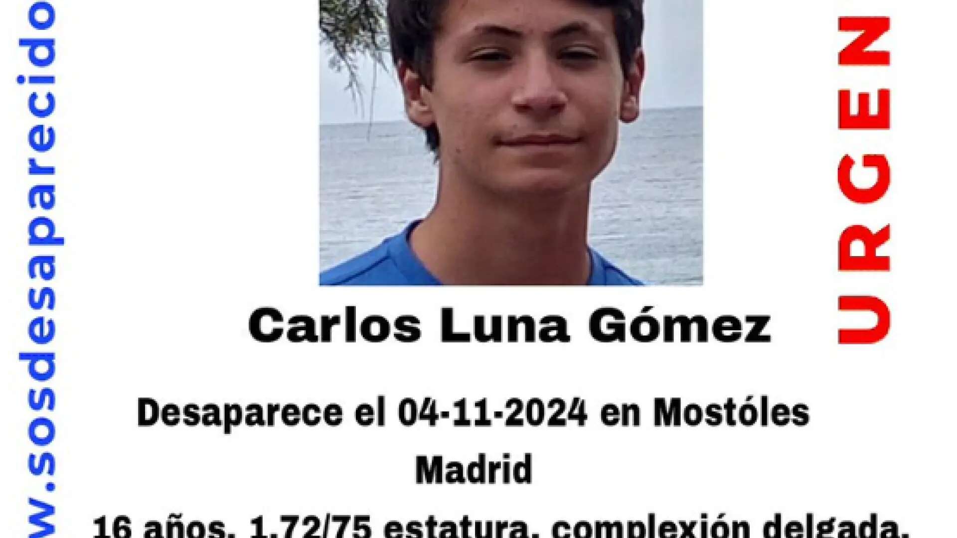 Buscan a Carlos, un chico de 16 años desparecido este lunes en Móstoles