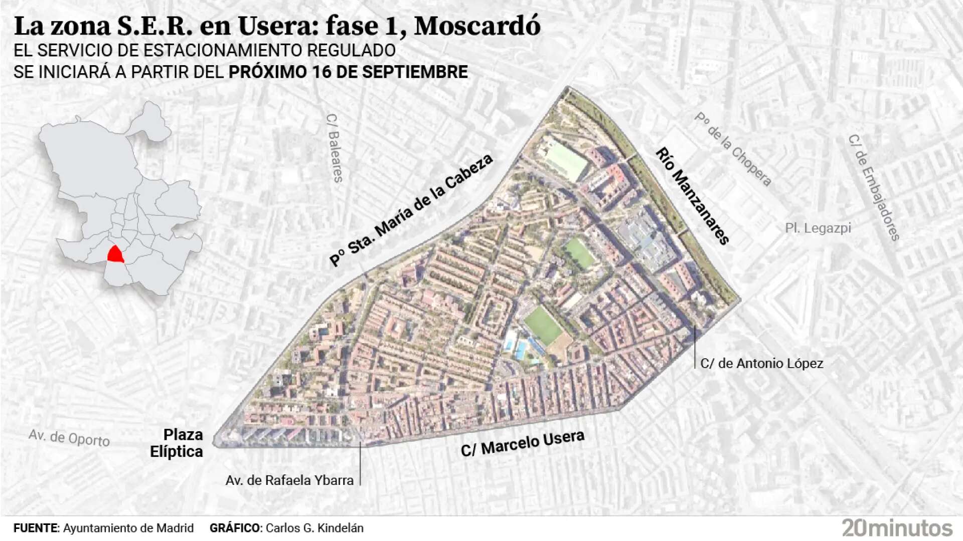 Los parquímetros empiezan a funcionar este lunes en Moscardó tras la ampliación del SER