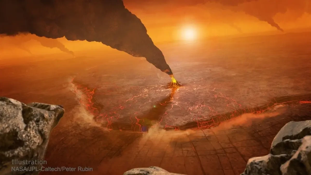 Así sería un volcán en erupción en Venus