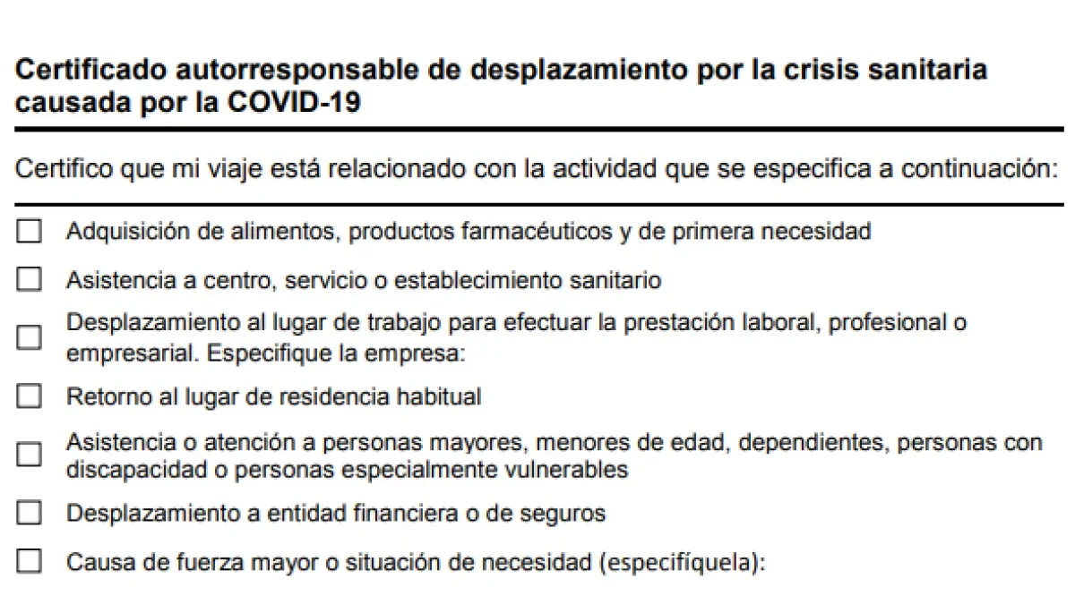 ¿Qué documentos sirven para justificar los desplazamientos en horario nocturno durante el toque de queda?