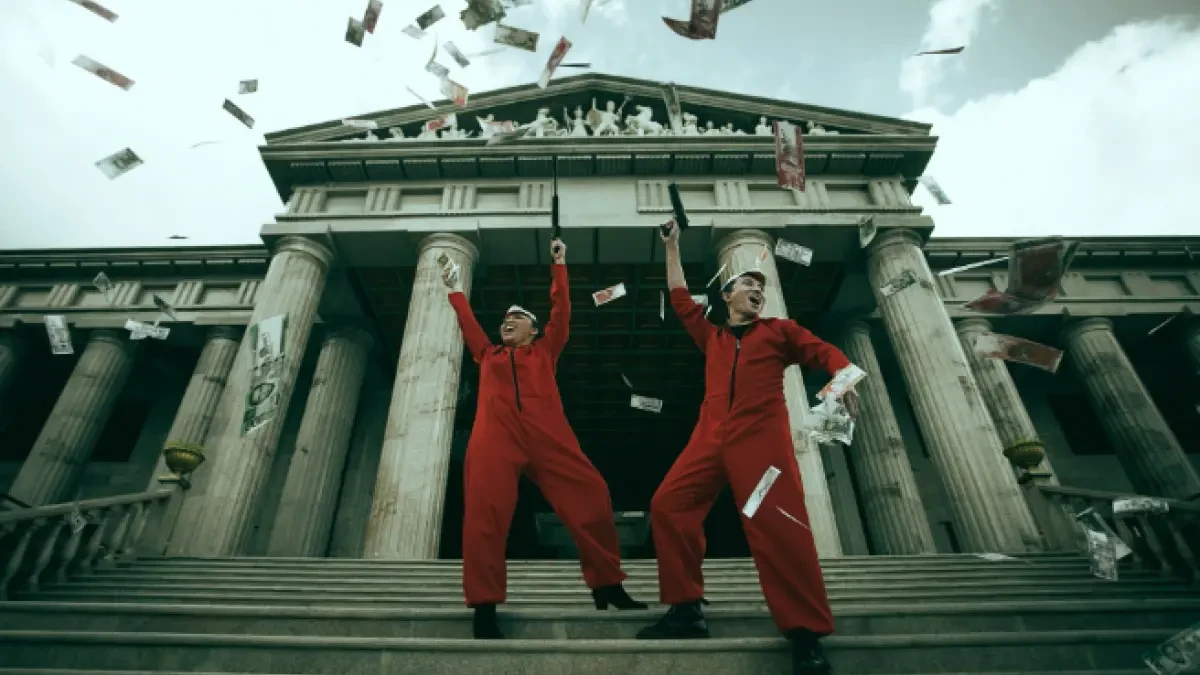 Una pareja recrea 'La casa de papel' en la sesión de fotos de su boda