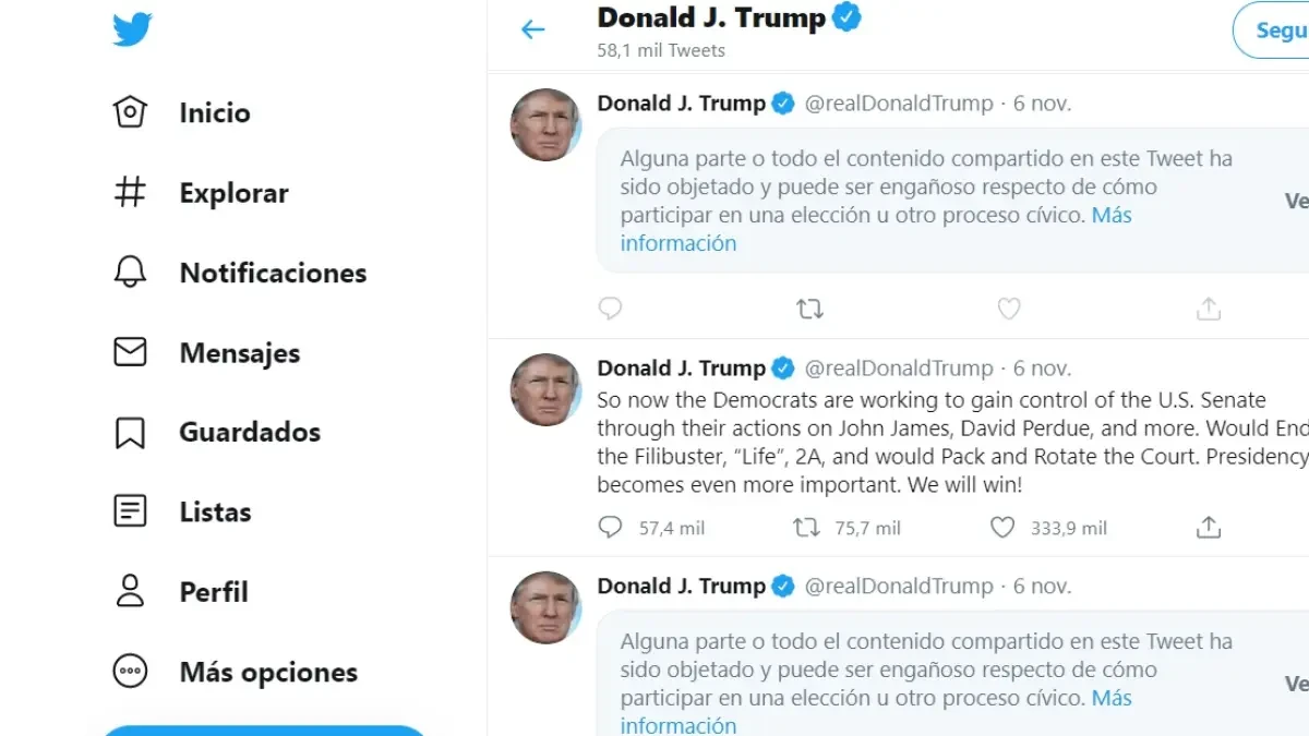 Twitter etiqueta como 'engañosos' el 38% de los tuits publicados por Trump desde el martes