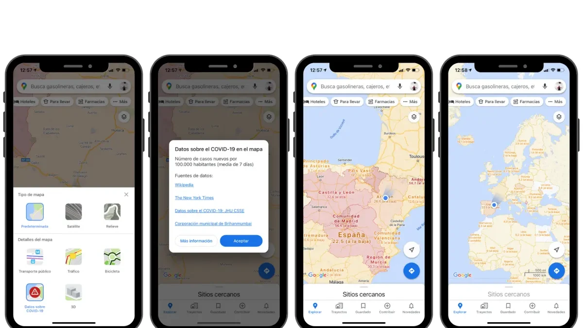 Google Maps te permite ver en el móvil cómo está afectando el coronavirus a tu Comunidad Autónoma