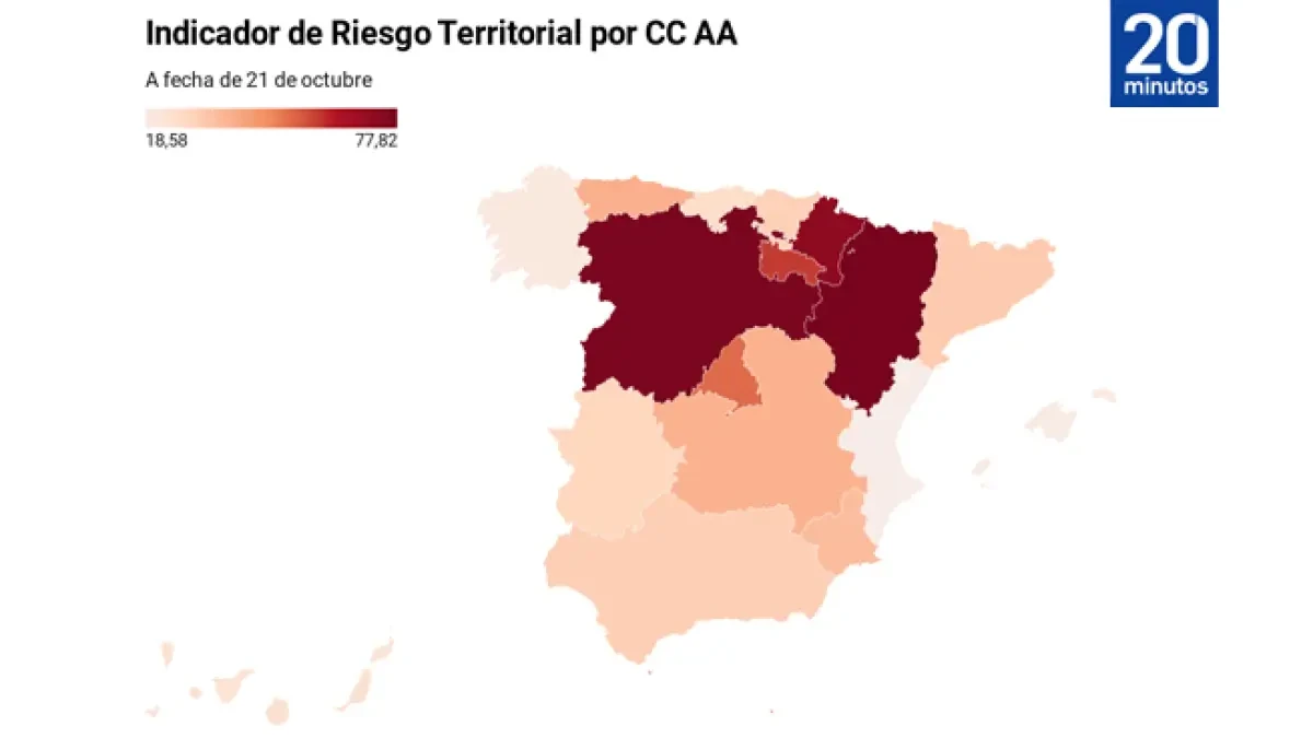 IRT sobre la Covid a 21 de octubre: Mellila y Castilla y León, las más afectadas; Cantabria y Galicia, las que menos
