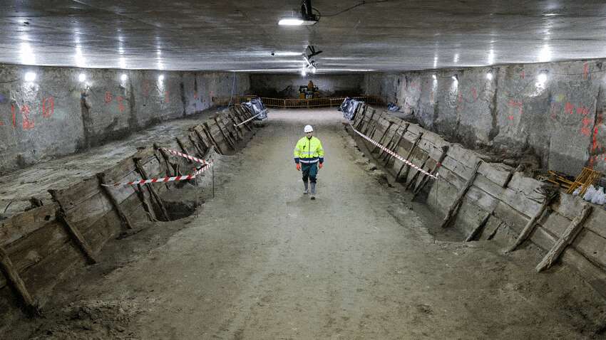 Las obras de ampliación de la L11 de metro en Madrid Río afloran un tramo del Real Canal del Manzanares