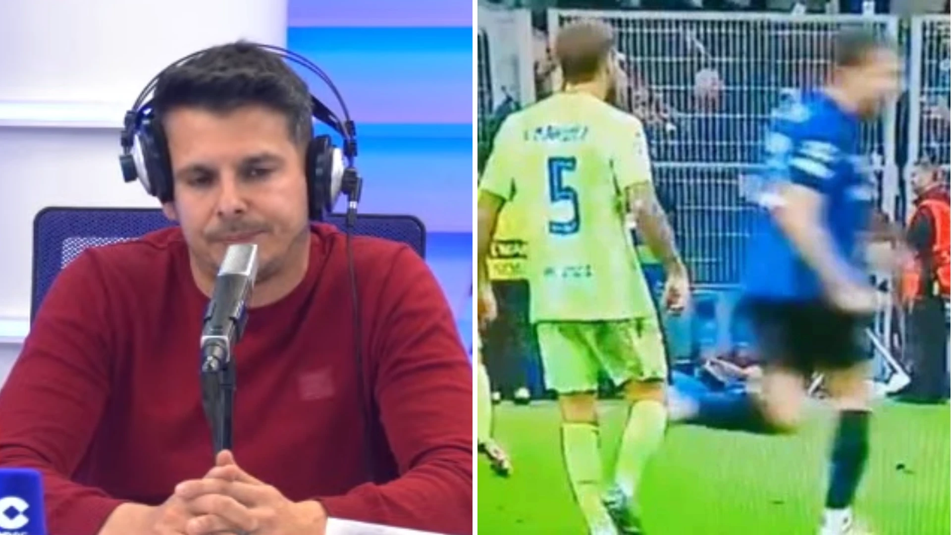 Isaac Fouto pide el VAR al ver la imagen del escupitajo de Íñigo Martínez y Acerbi: 