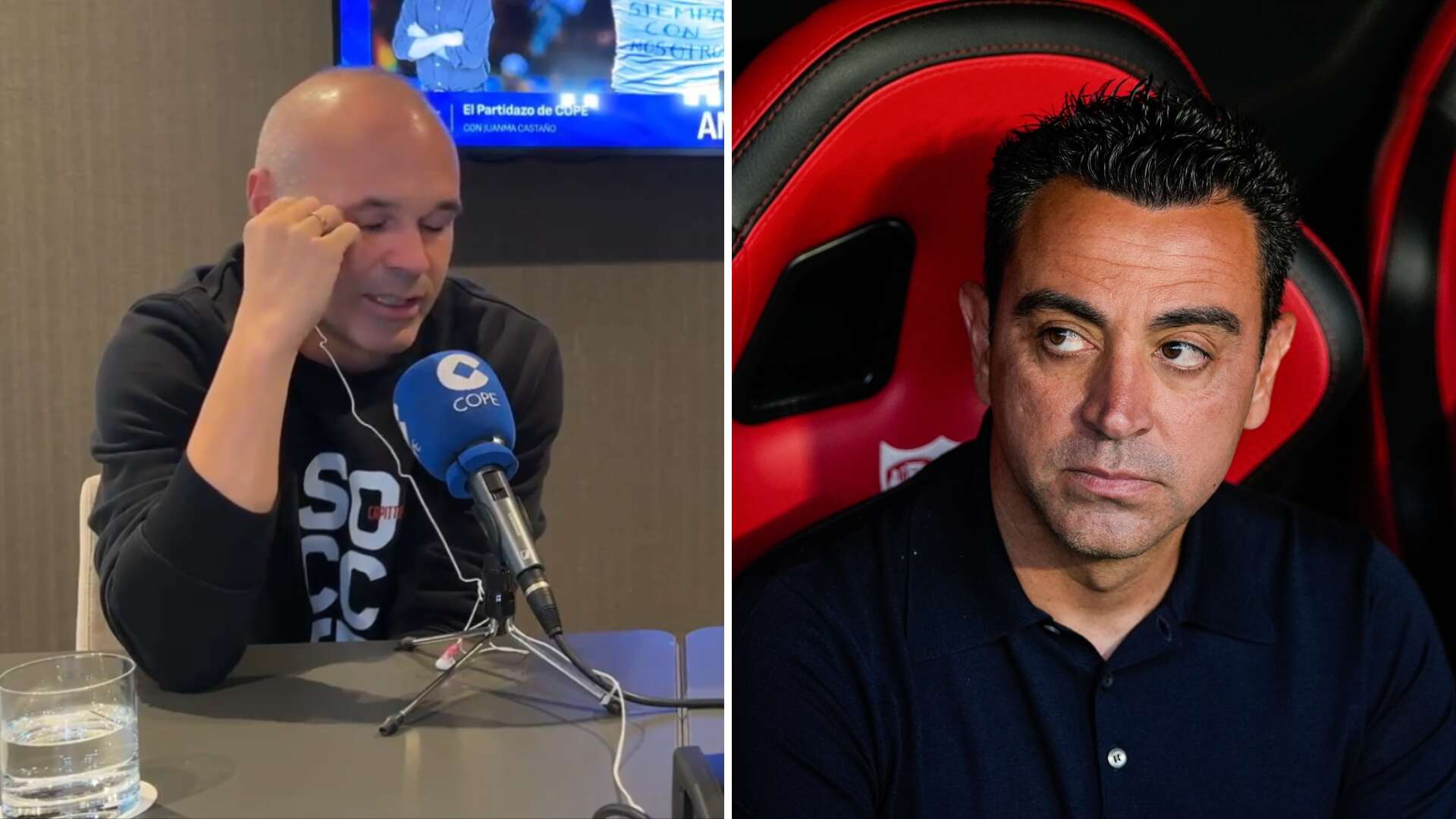 Juanma Castaño pregunta a Iniesta si no le espanta ver a Xavi en su intención de ser entrenador: 