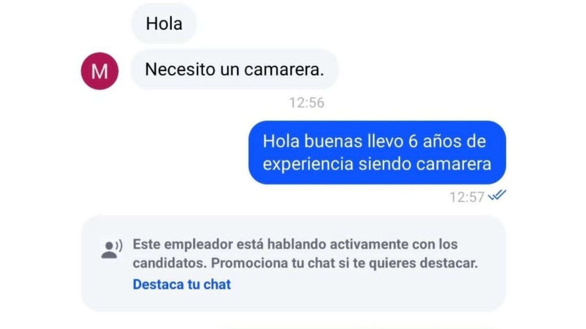 Recibe un mensaje con una oferta de trabajo, pregunta por las condiciones y no puede creer la respuesta que recibe