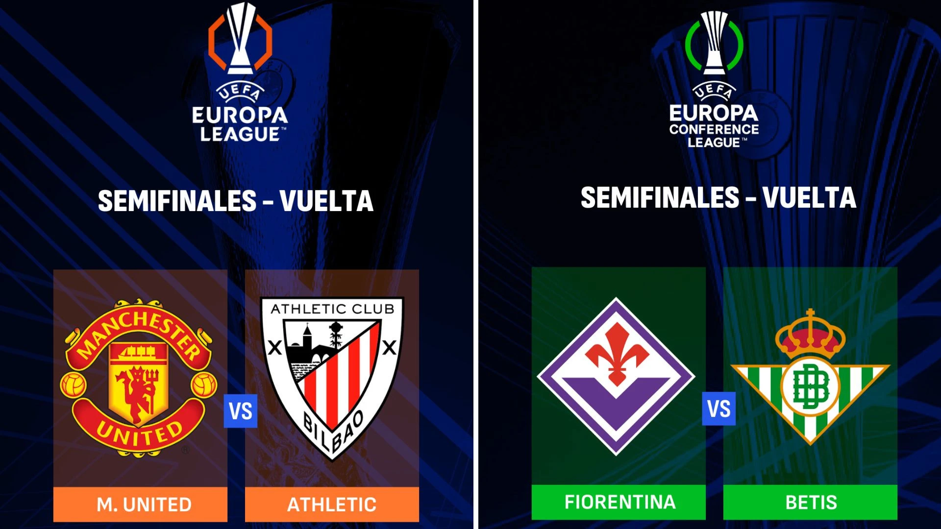Sigue en directo en Tiempo de Juego este jueves desde las 20:30 el United-Athletic y el Fiorentina-Betis