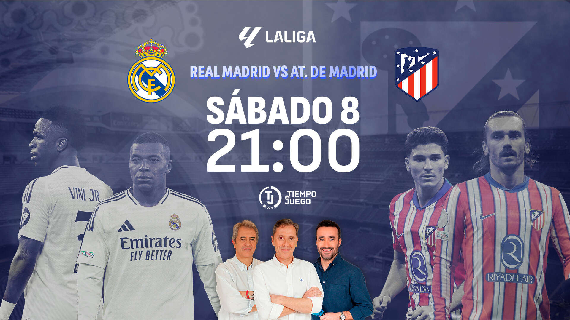 Sigue en directo Tiempo de Juego este sábado desde las 13:00h la jornada 23 de Primera División con el derbi madrileño