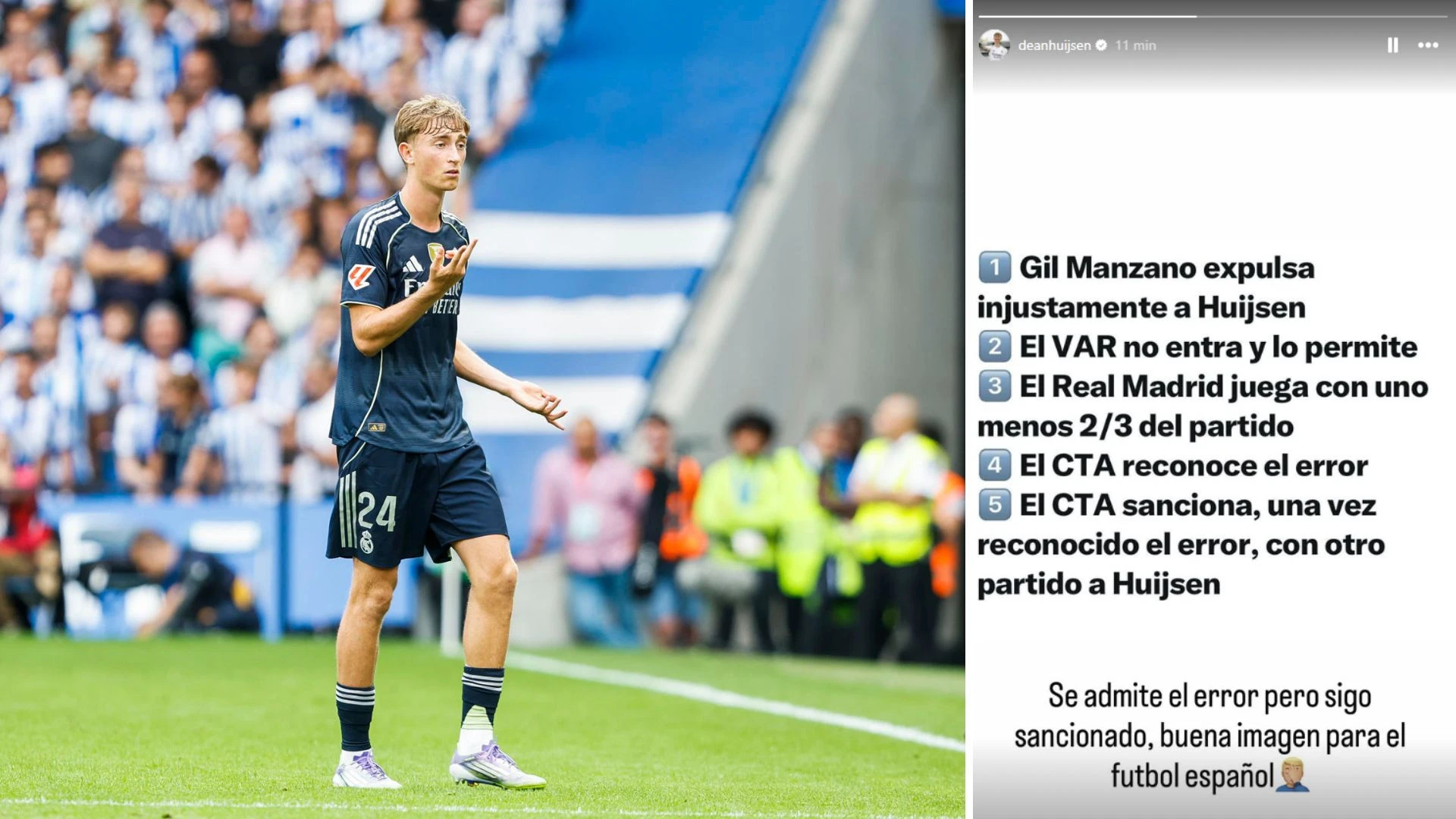 El enfado de Huijsen con su sanción: 