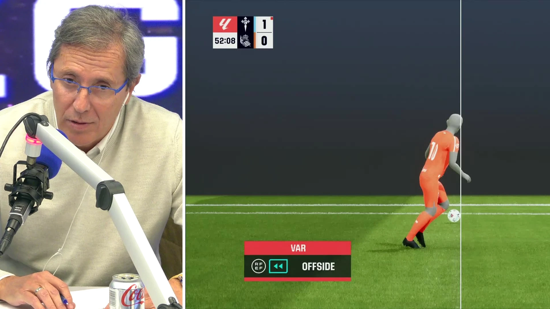 La reacción de Paco González tras ver la imagen del VAR del gol anulado a Oyarzabal: 