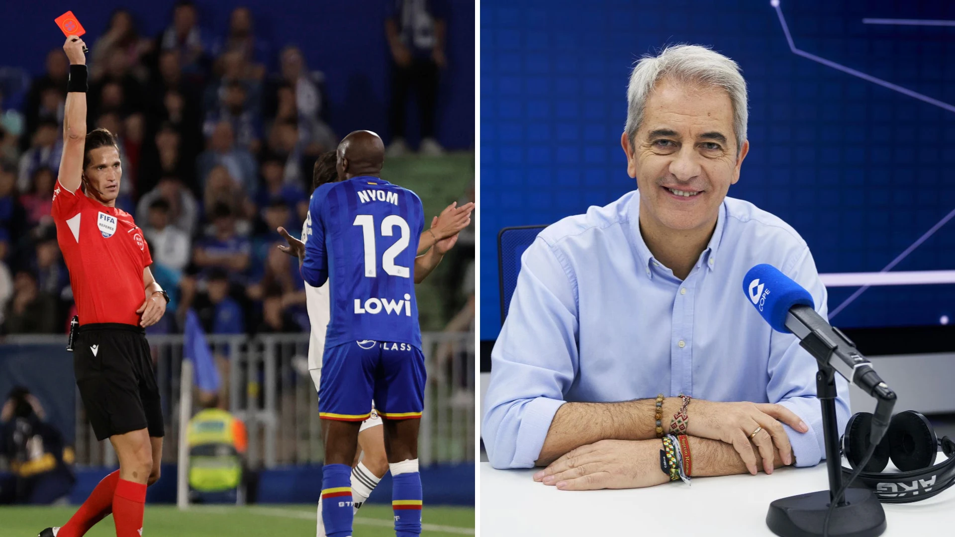 Manolo Lama, sobre la polémica expulsión de Nyom en el Getafe - Real Madrid: 