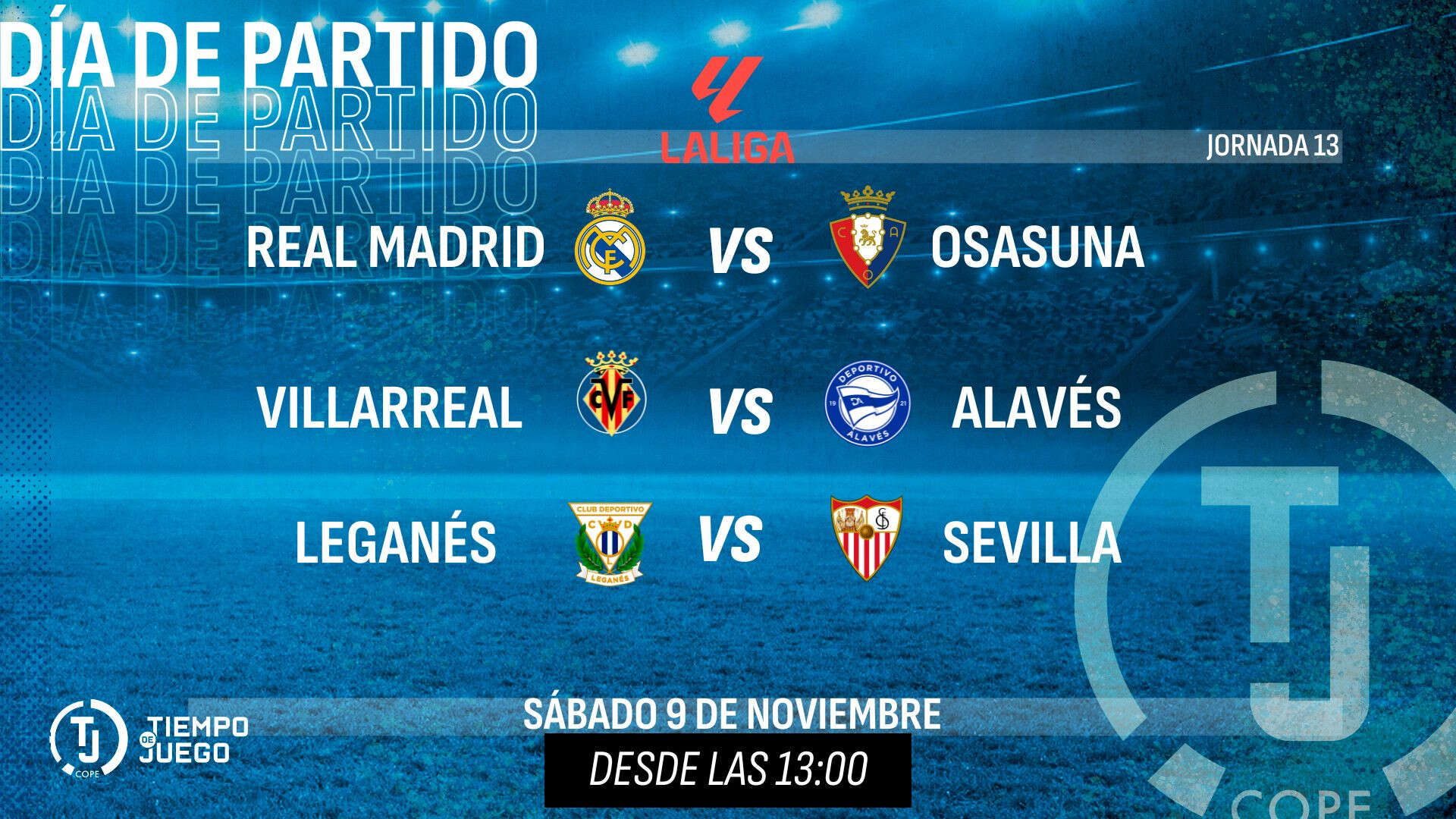 Sigue este sábado en Tiempo de Juego desde las 13:00 h el Real Madrid-Osasuna