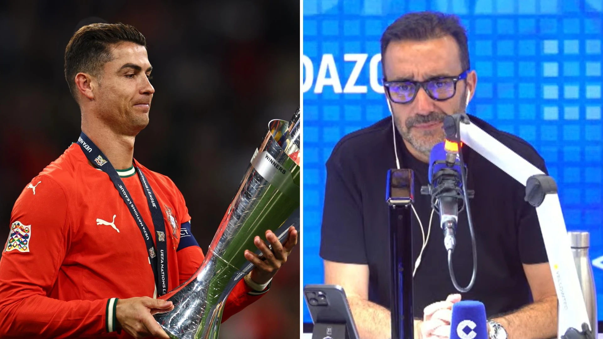 La reflexión de Juanma Castaño sobre la actitud de Cristiano Ronaldo tras ganar la Liga de las Naciones a España: 