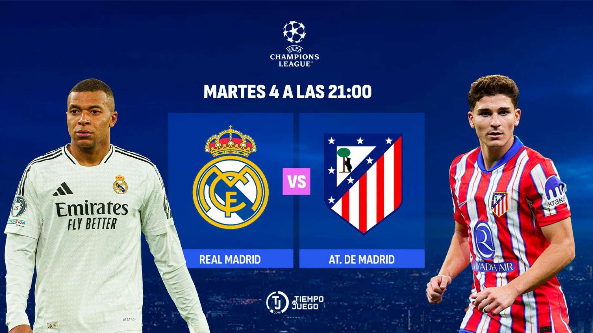 Sigue en directo en Tiempo de Juego desde las 20:00h la ida de los octavos de final de la Liga de Campeones entre el Real Madrid-Atlético