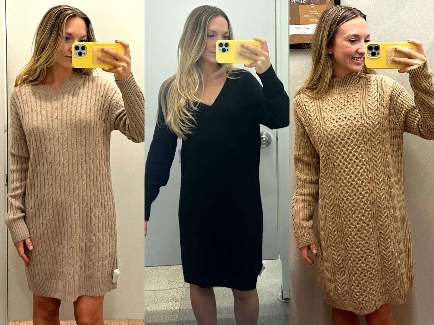 I tried on sweater dresses at Gap, Old Navy, and Banana Republic. Honestly, I didn't think any of them were worth my money.