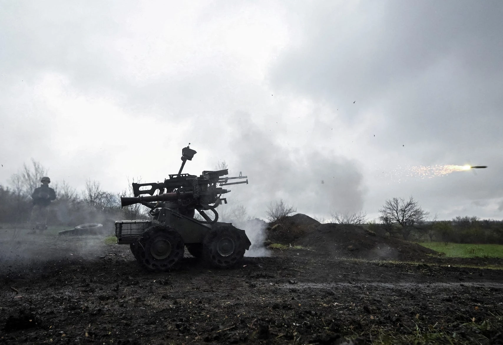 Ukrainian soldier says ground robots are great for attacks because they carry far more explosive power than flying drones