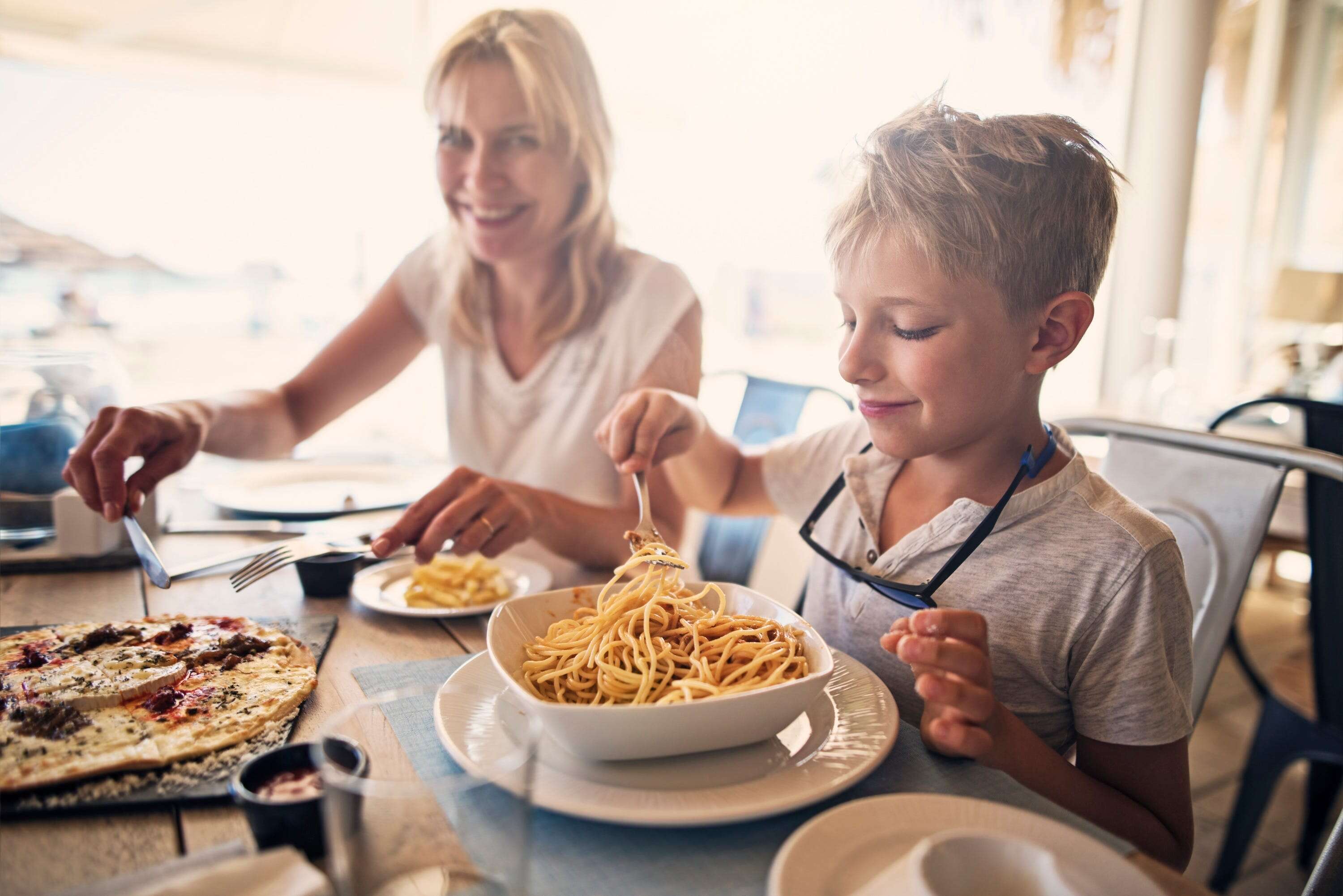 I'm an American mom living in the UK. When my kids visited the US they were shocked at how 'big the food' is and how every drink is mostly ice.