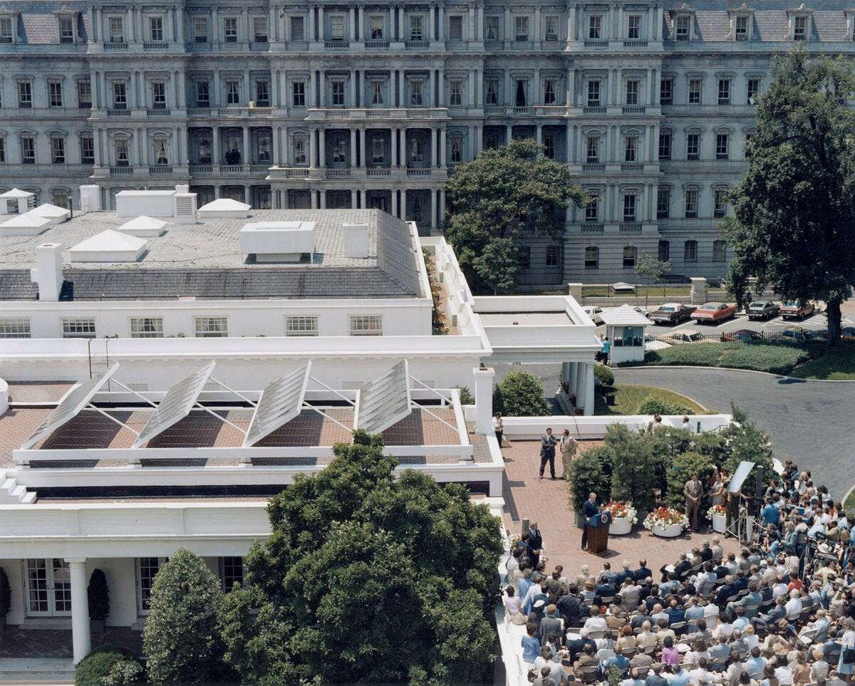 Jimmy Carter was the first president to install White House solar panels, then Ronald Reagan removed them. Here's what happened.