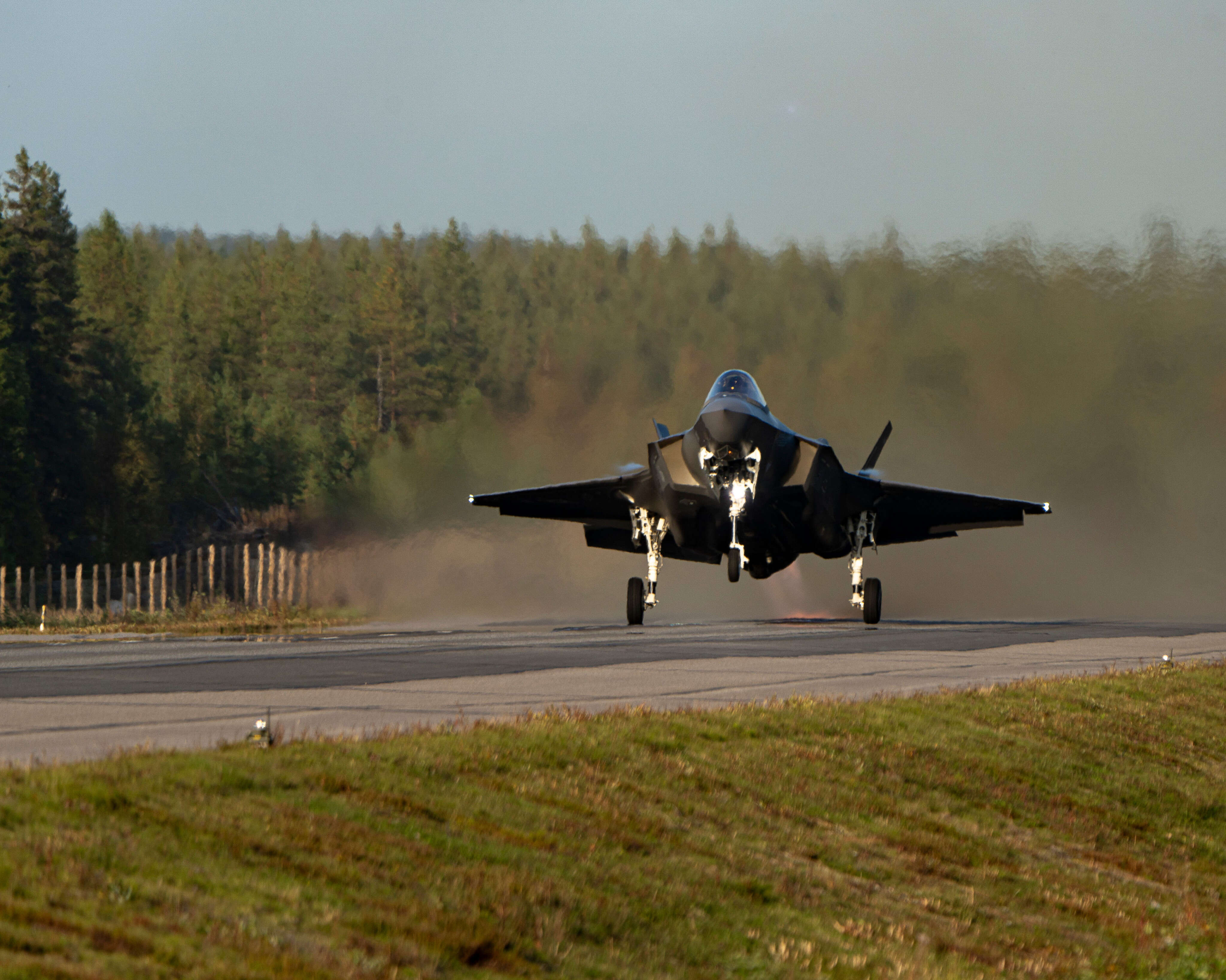 American F-35 stealth fighters landed on a highway in Europe for the first time in training with NATO's newest ally