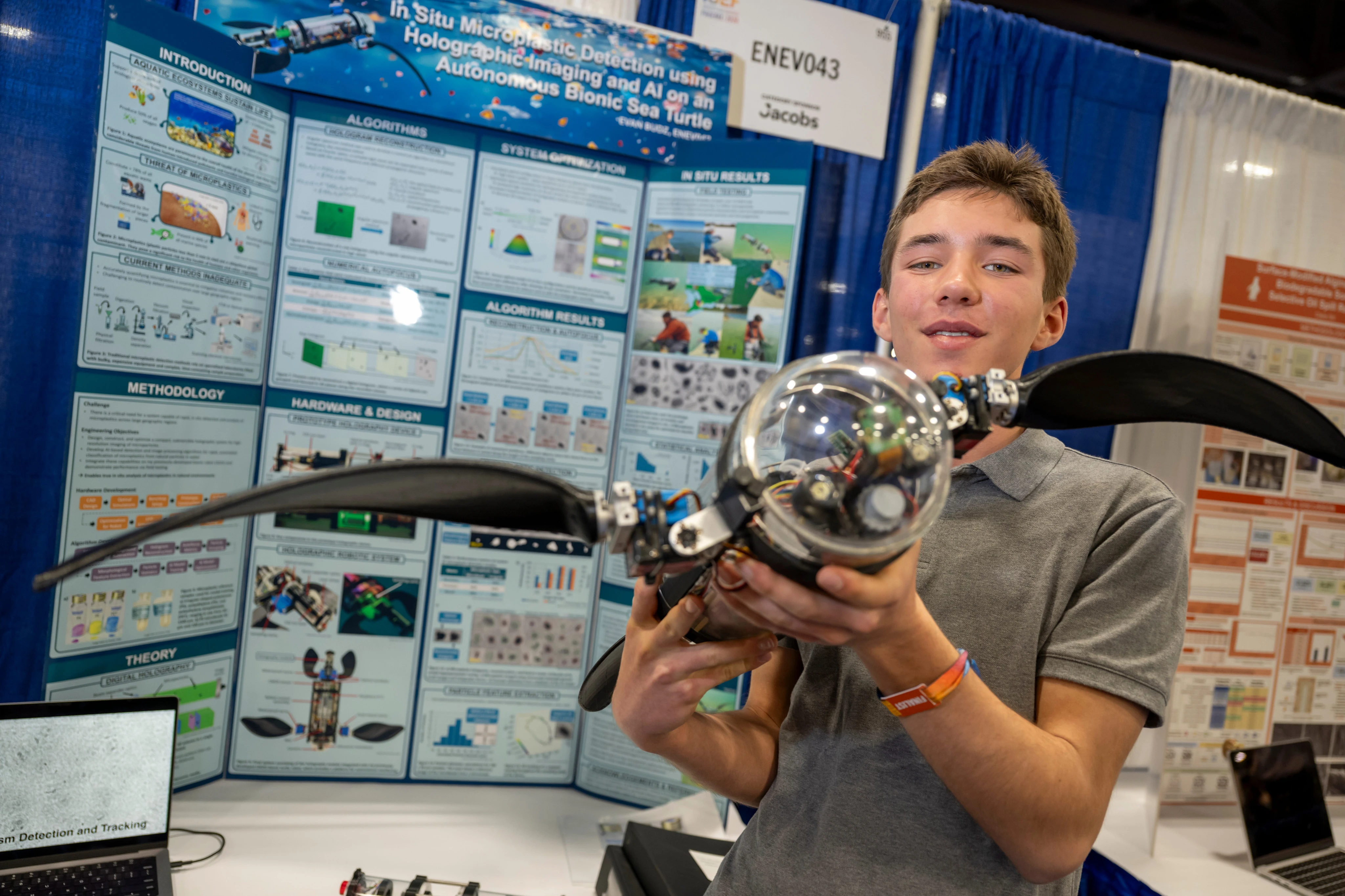 This 16-year-old built an autonomous AI-powered robot turtle that finds microplastics in water
