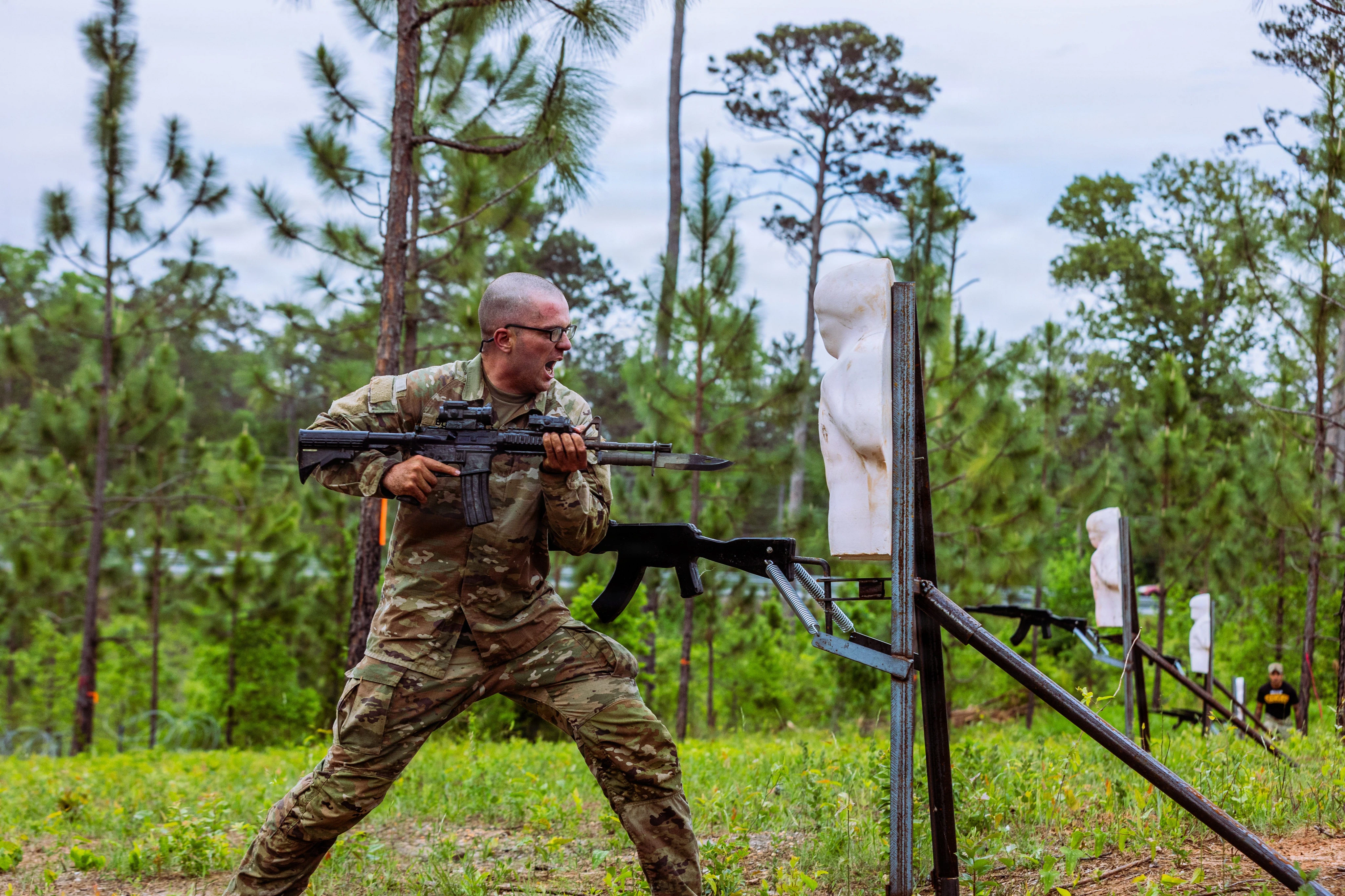 US Army Ranger School soldiers are fixing bayonets as they train for brutal future fights