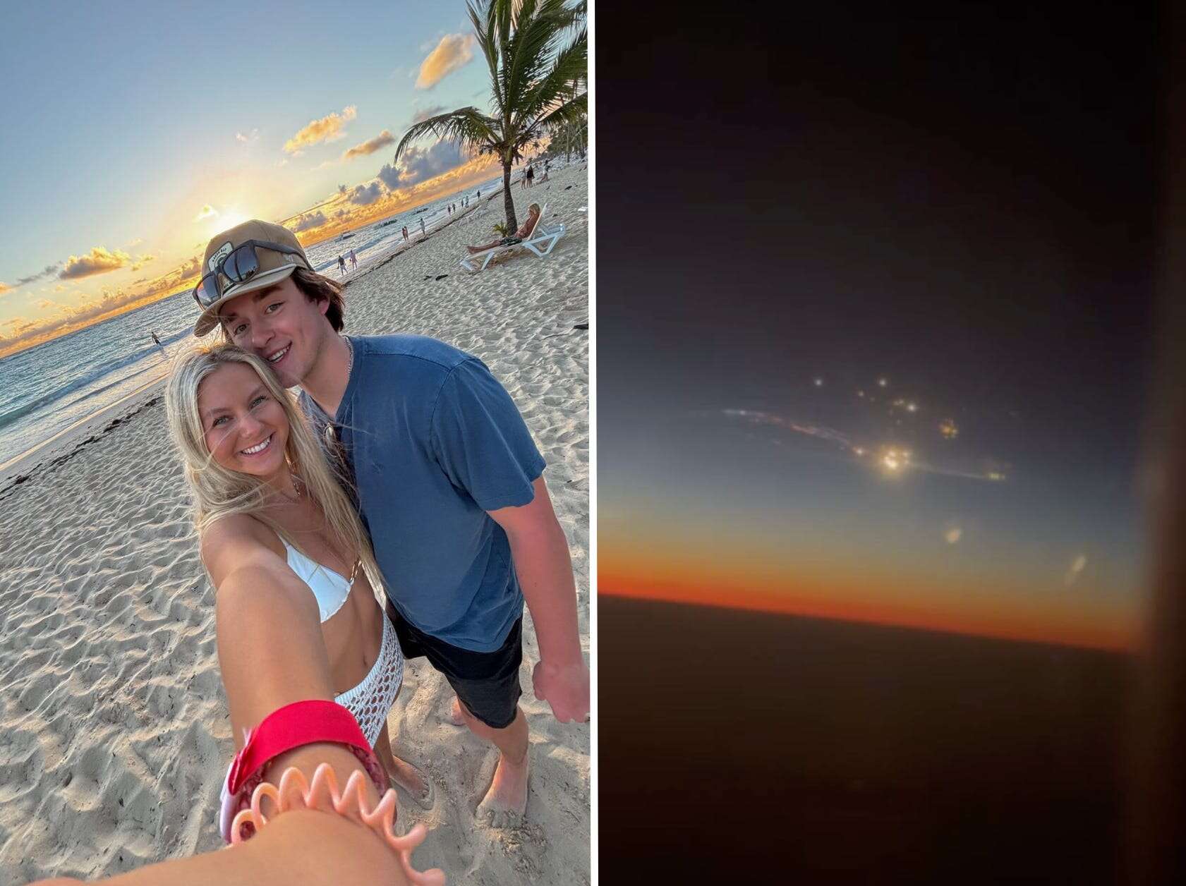 This couple's flight was rerouted midair after the SpaceX Starship exploded. They saw flaming debris out their window.