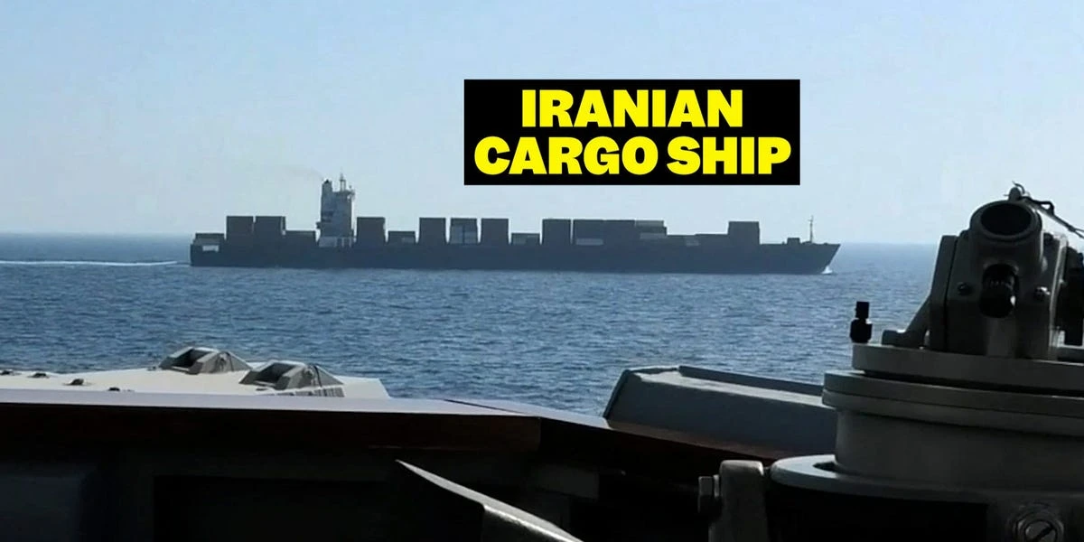 US Navy destroyer fires on Iranian cargo ship attempting to breach blockade