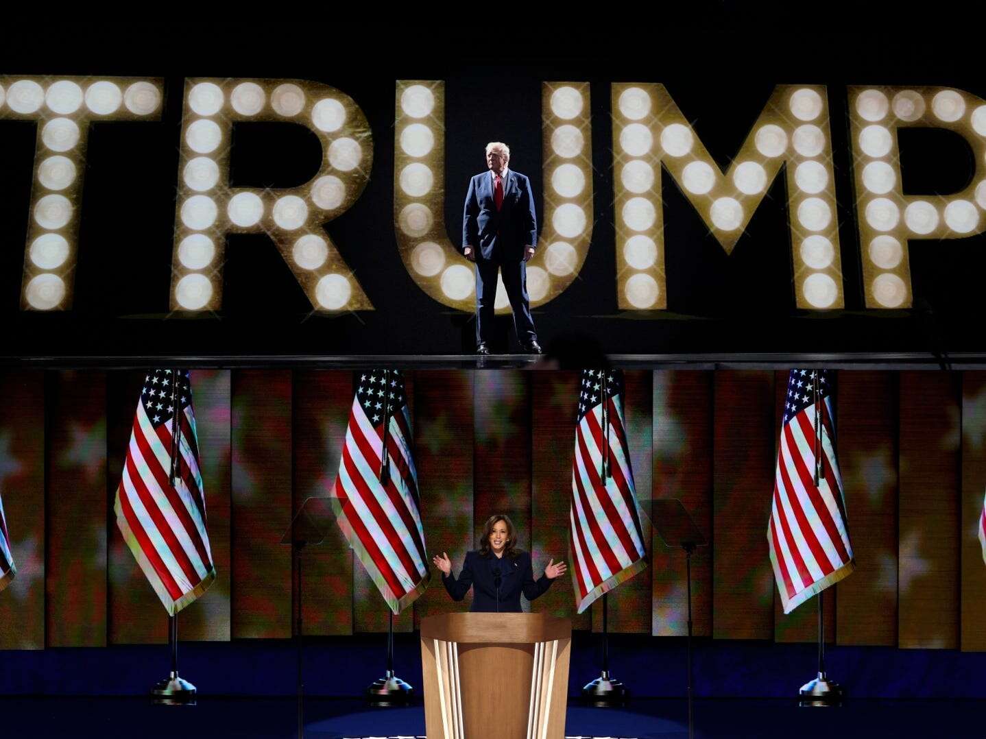 Audience signs and chants at the DNC were all about America. At the RNC, it was the Trump show.