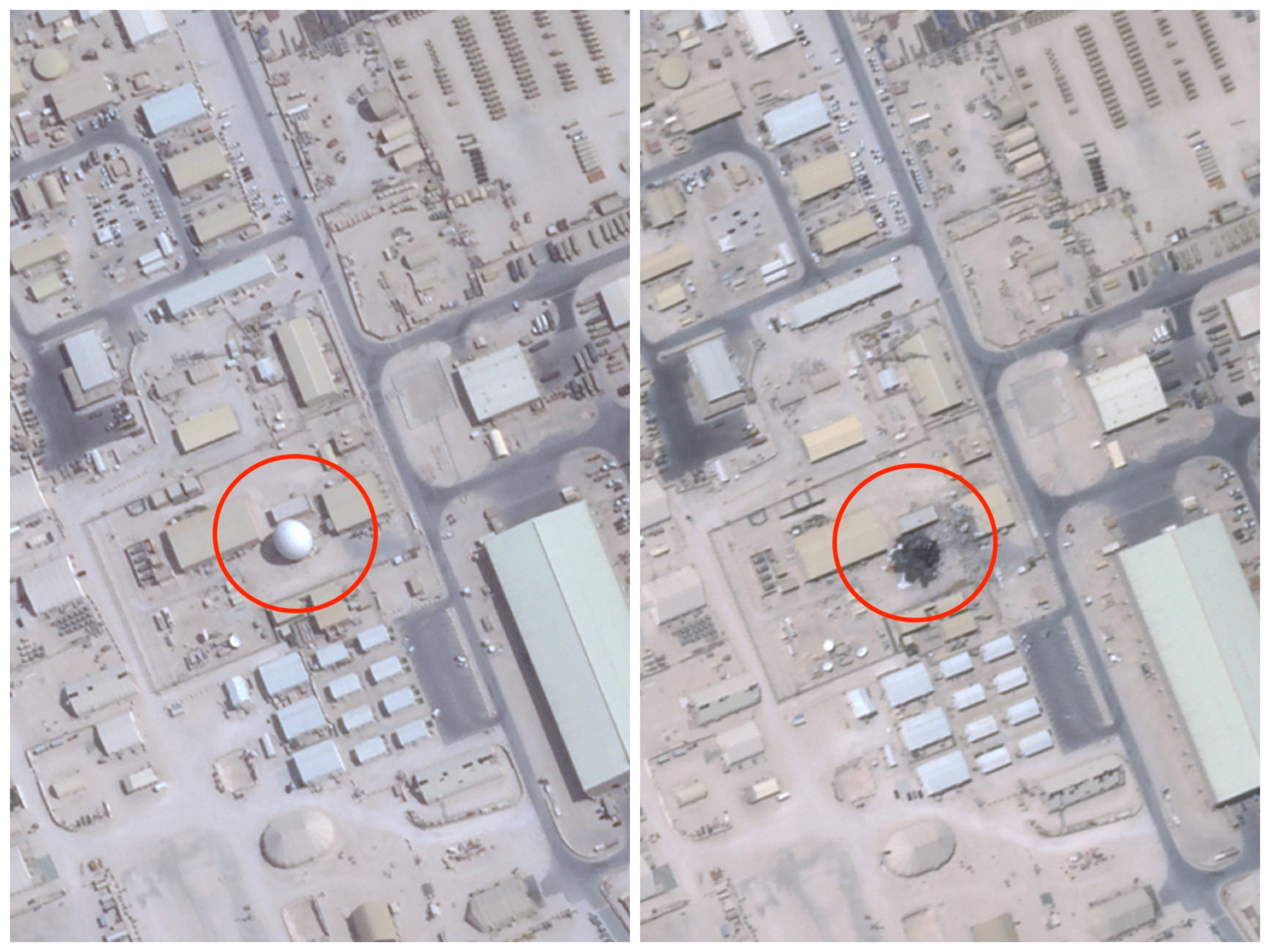 Satellite images show damage at the US base Iran attacked with ballistic missiles — one of which hit it